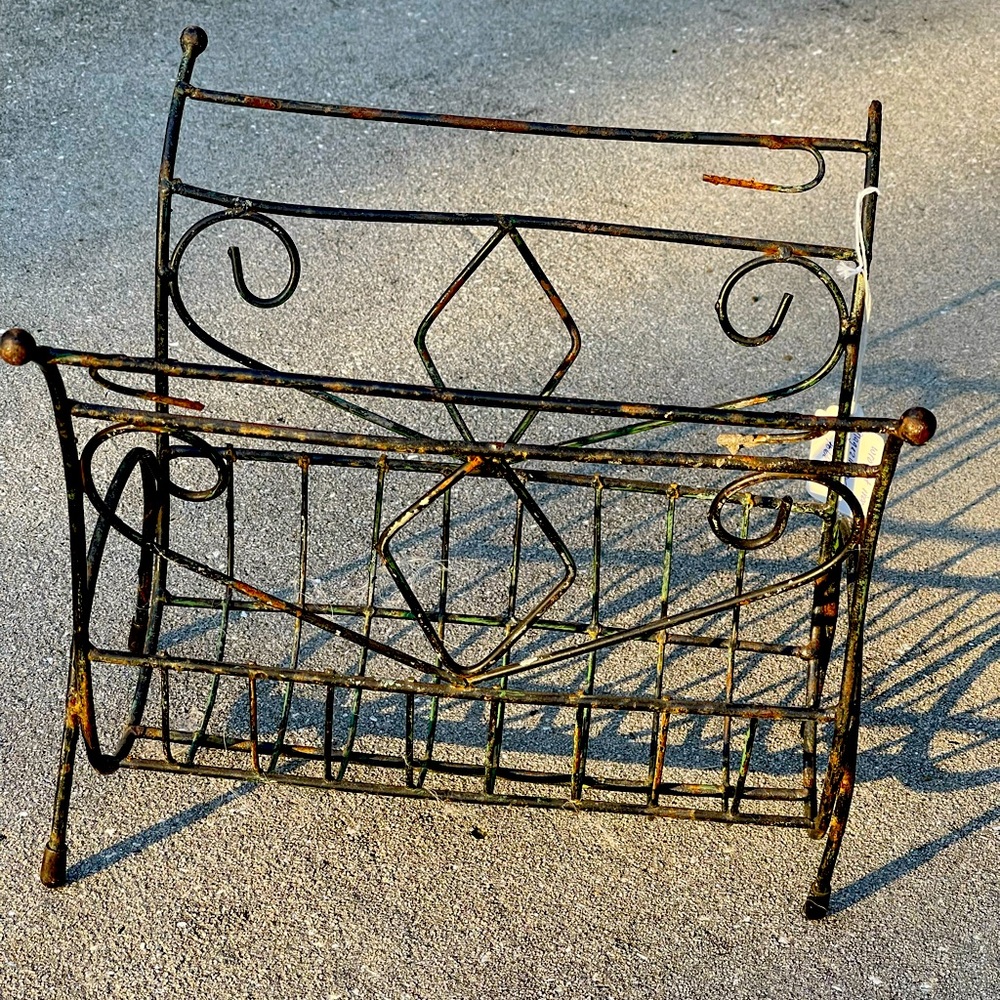 Vintage Wrought Iron Magazine or Flower Rack/Holder